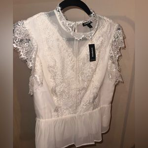 Express Women’s Lacy Peplum Blouse